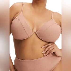 Good American Show off Curve Bikini Top Mauve Pink Underwire Plus Size 6 (3XL)